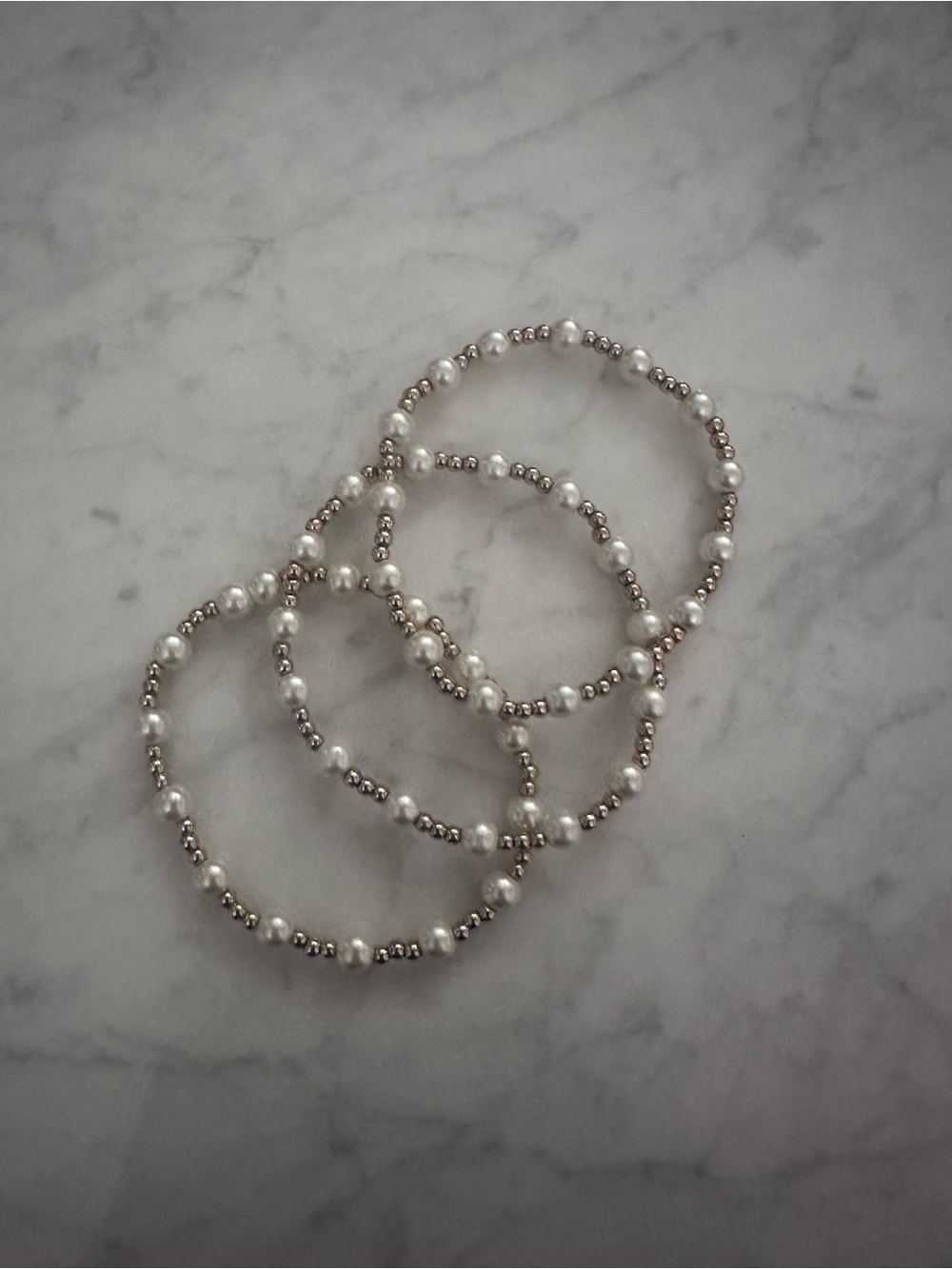 Pearl & Gold Beaded Bracelet Set of 3